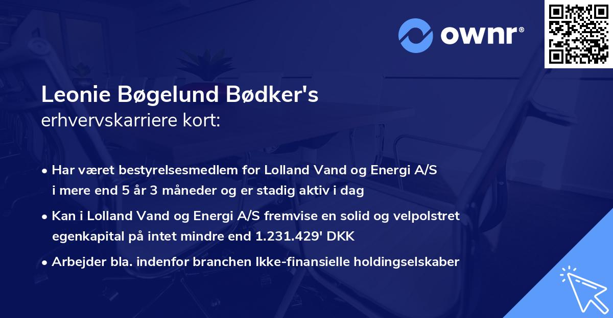 Leonie Bøgelund Bødker's erhvervskarriere kort
