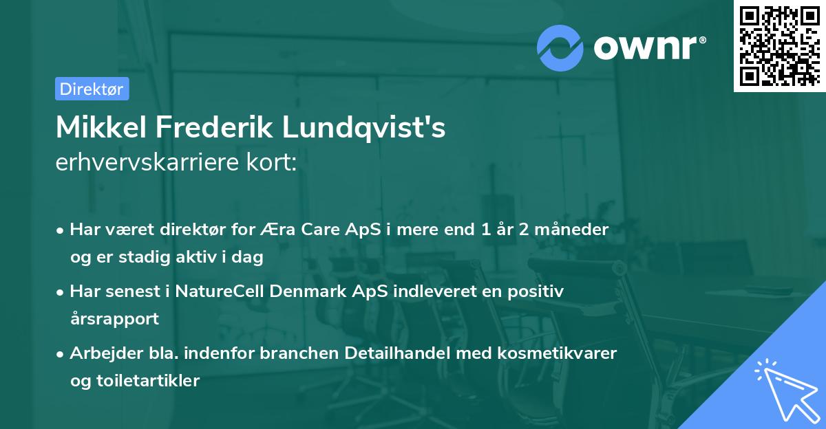 Mikkel Frederik Lundqvist's erhvervskarriere kort