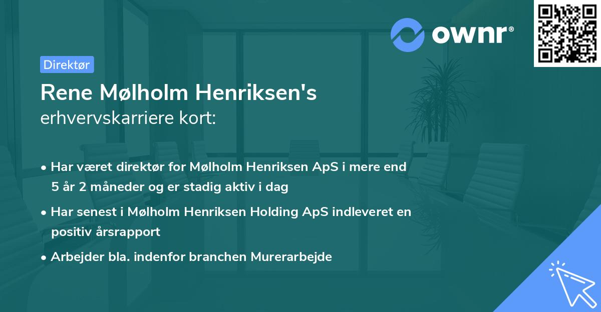 Rene Mølholm Henriksen's erhvervskarriere kort