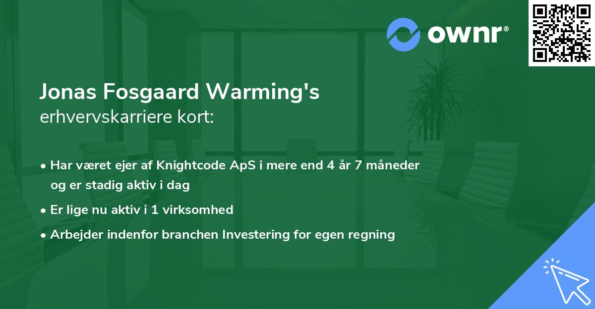 Jonas Fosgaard Warming's erhvervskarriere kort