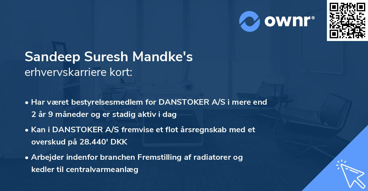 Sandeep Suresh Mandke's erhvervskarriere kort