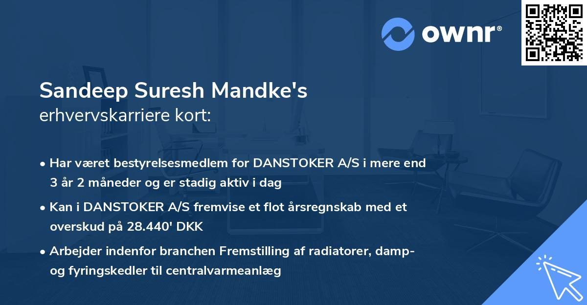 Sandeep Suresh Mandke's erhvervskarriere kort