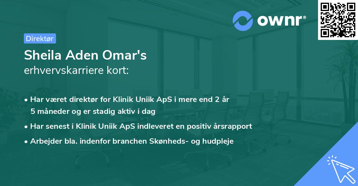 Sheila Aden Omar's erhvervskarriere kort