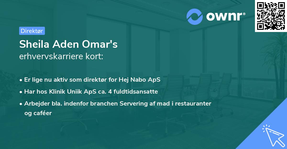 Sheila Aden Omar's erhvervskarriere kort