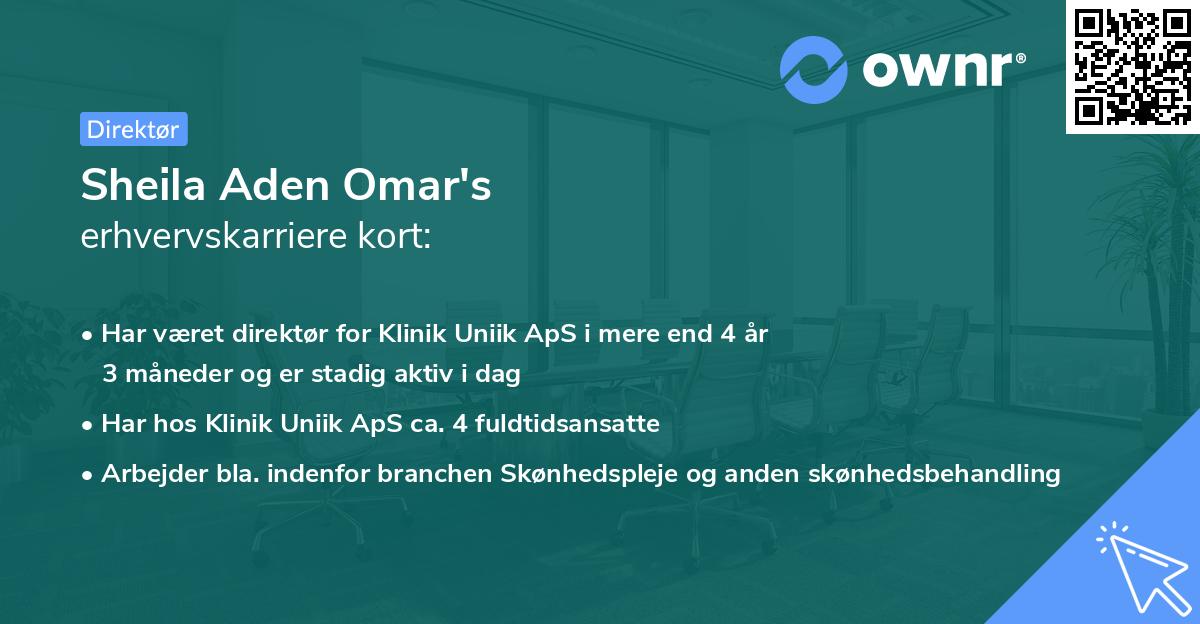 Sheila Aden Omar's erhvervskarriere kort