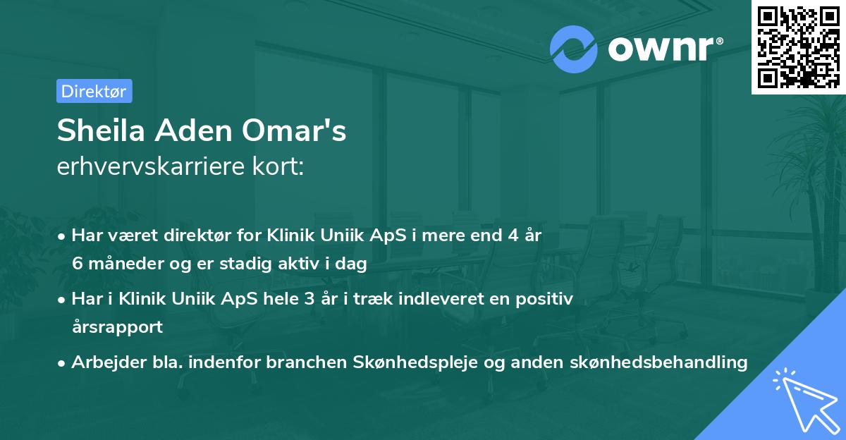 Sheila Aden Omar's erhvervskarriere kort