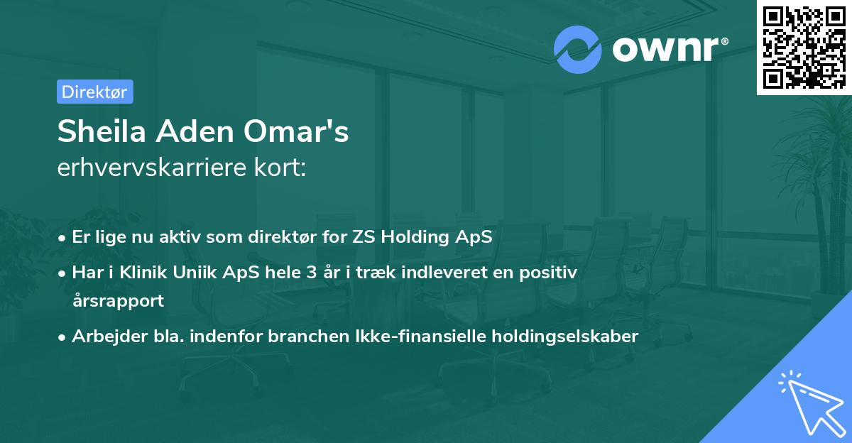 Sheila Aden Omar's erhvervskarriere kort
