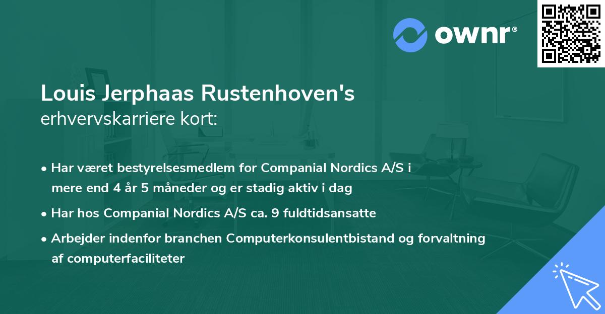 Louis Jerphaas Rustenhoven's erhvervskarriere kort