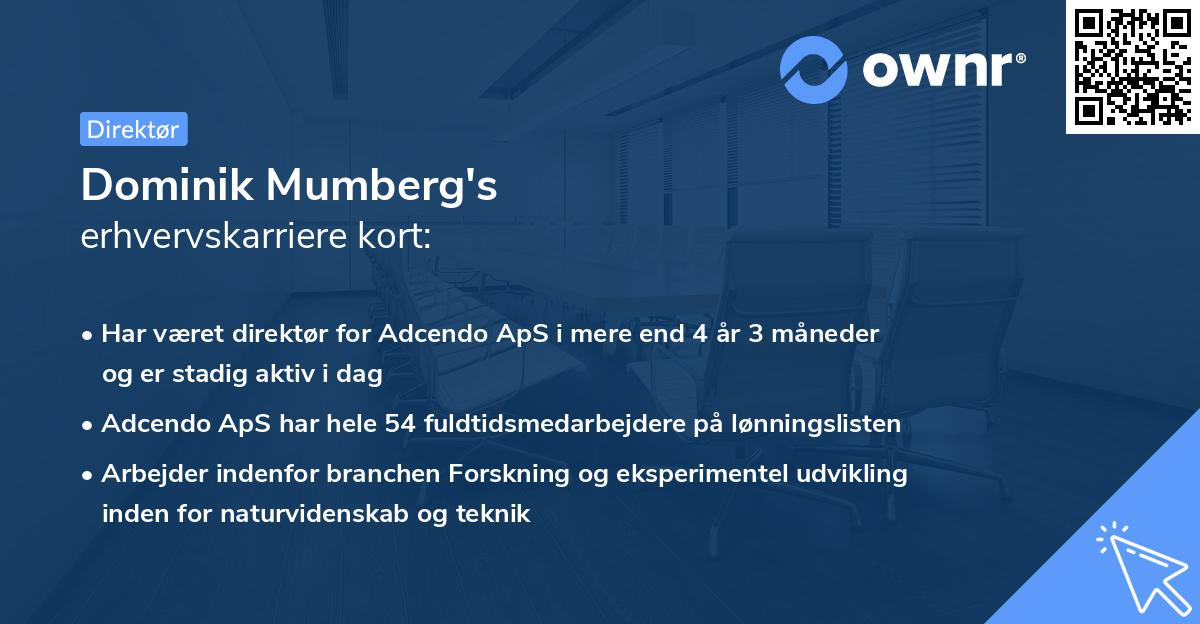 Dominik Mumberg's erhvervskarriere kort