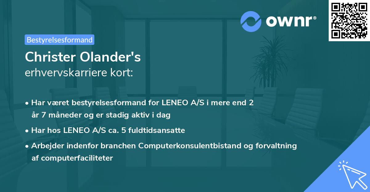 Christer Olander's erhvervskarriere kort