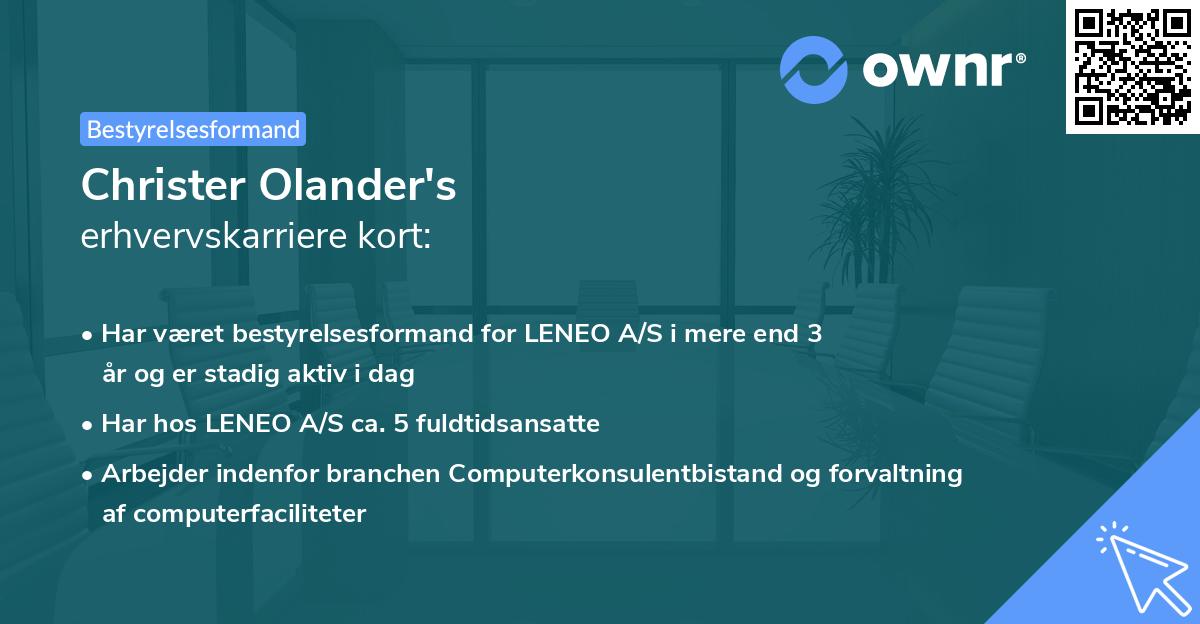 Christer Olander's erhvervskarriere kort