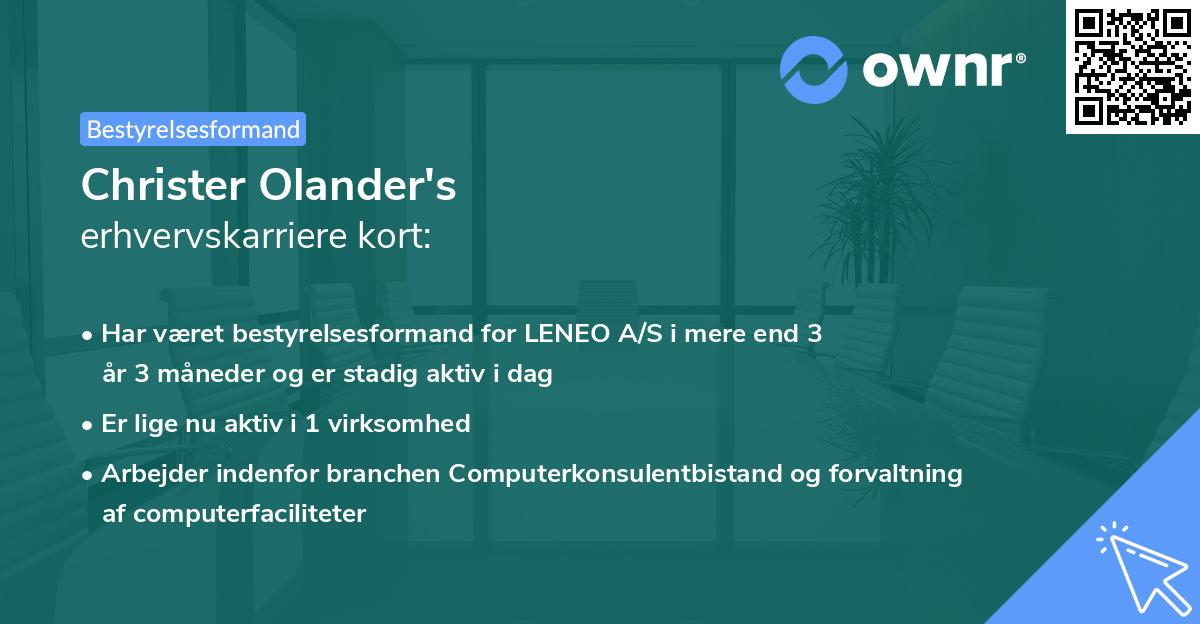 Christer Olander's erhvervskarriere kort