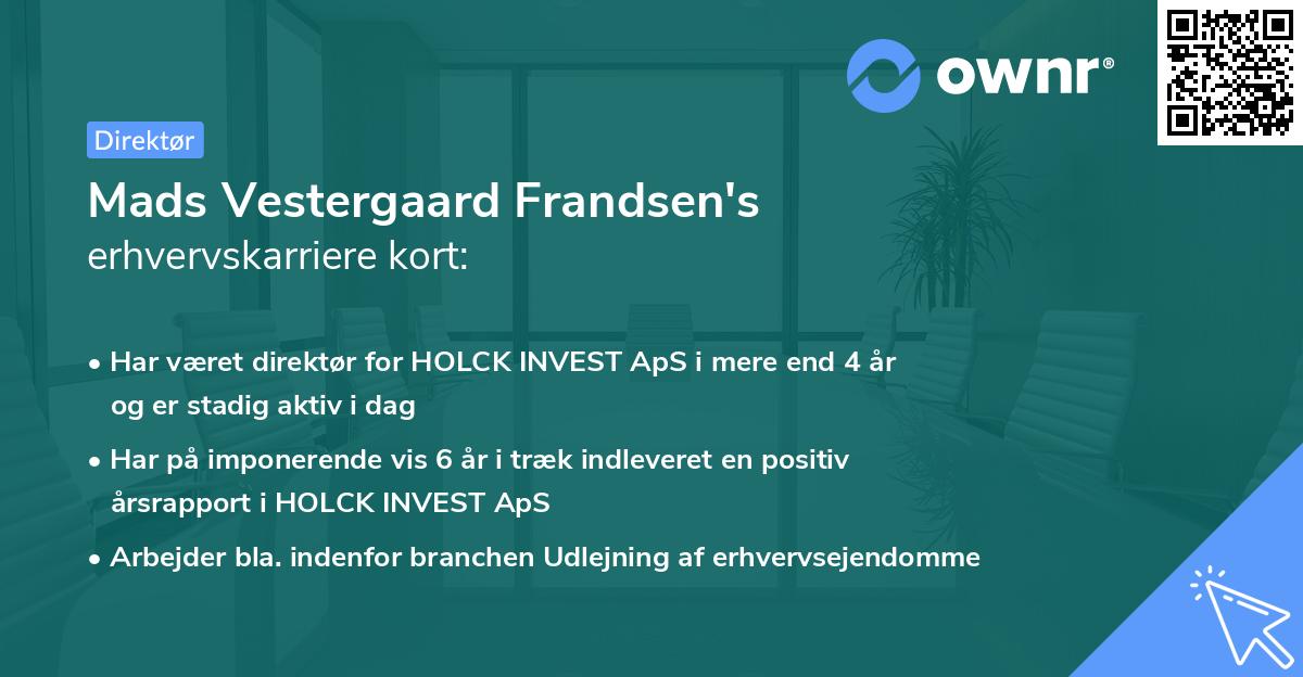 Mads Vestergaard Frandsen's erhvervskarriere kort