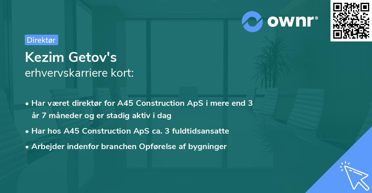 Kezim Getov's erhvervskarriere kort