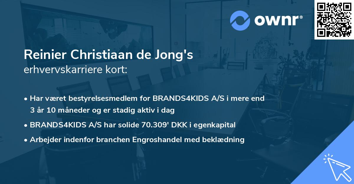 Reinier Christiaan de Jong's erhvervskarriere kort