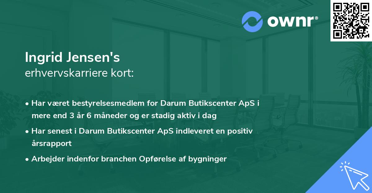 Ingrid Jensen's erhvervskarriere kort