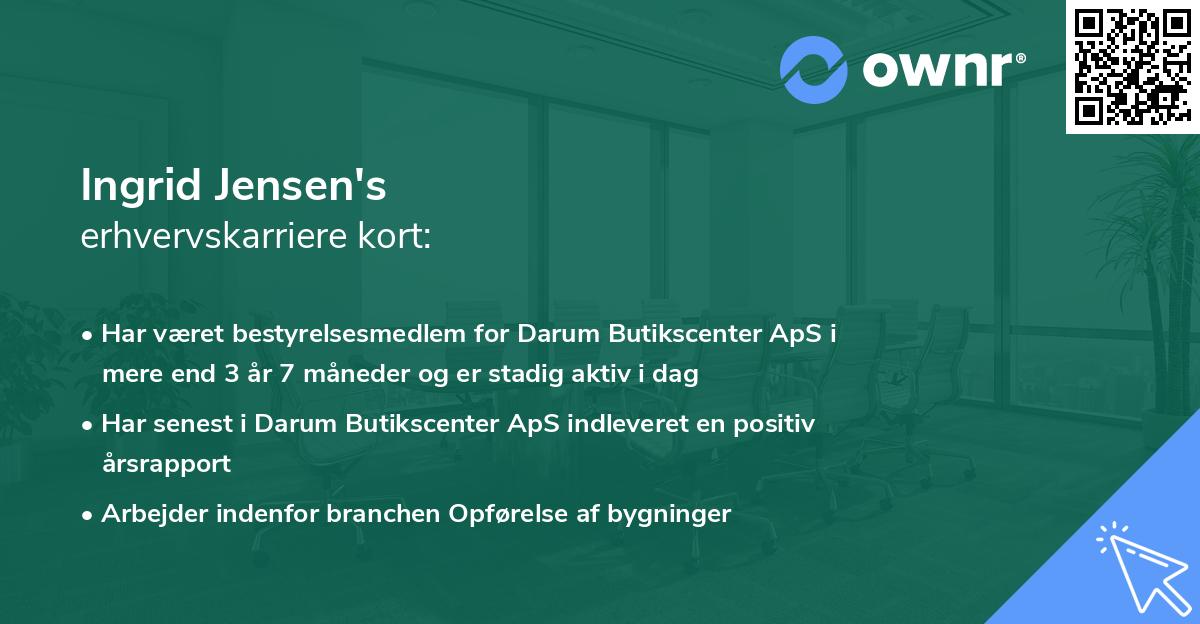 Ingrid Jensen's erhvervskarriere kort