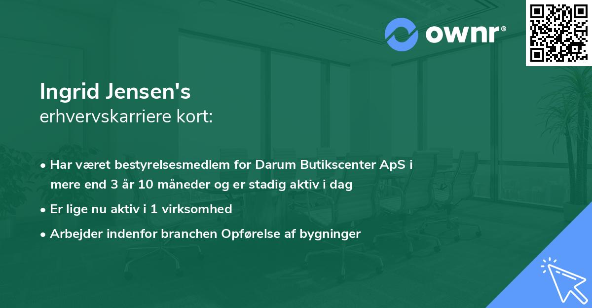 Ingrid Jensen's erhvervskarriere kort