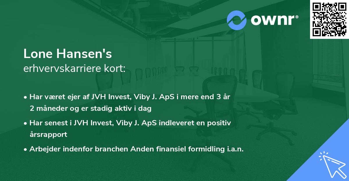 Lone Hansen's erhvervskarriere kort