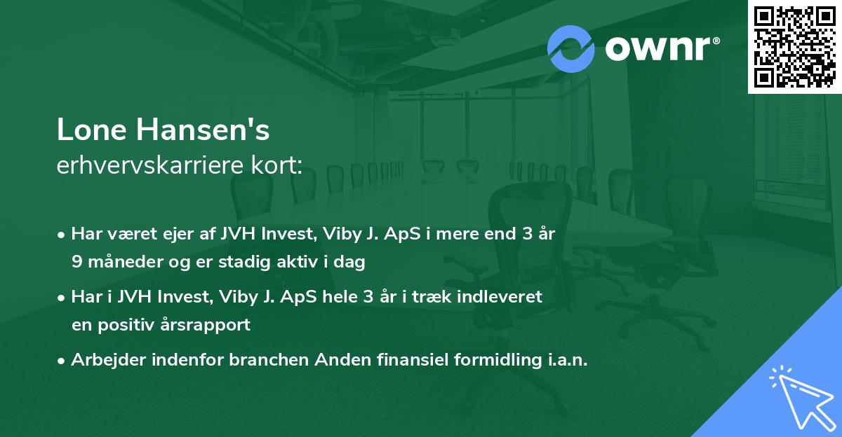 Lone Hansen's erhvervskarriere kort