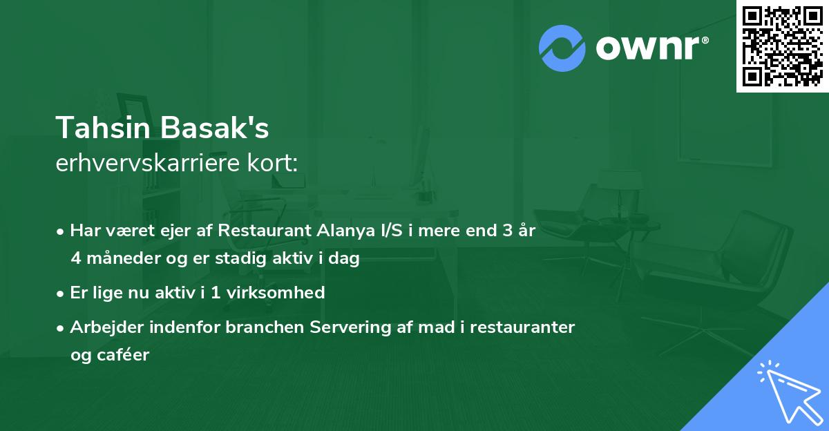 Tahsin Basak's erhvervskarriere kort