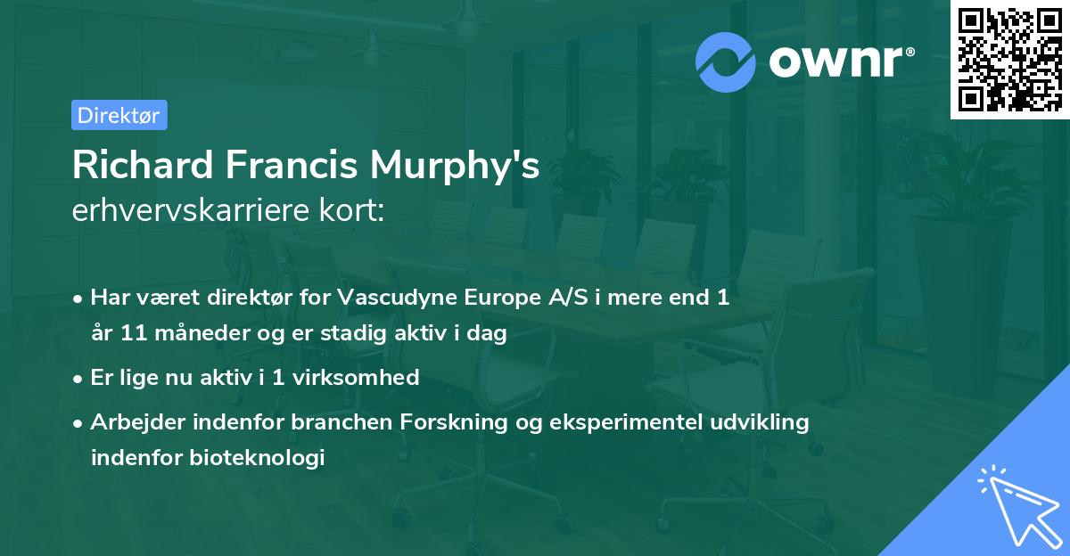 Richard Francis Murphy's erhvervskarriere kort