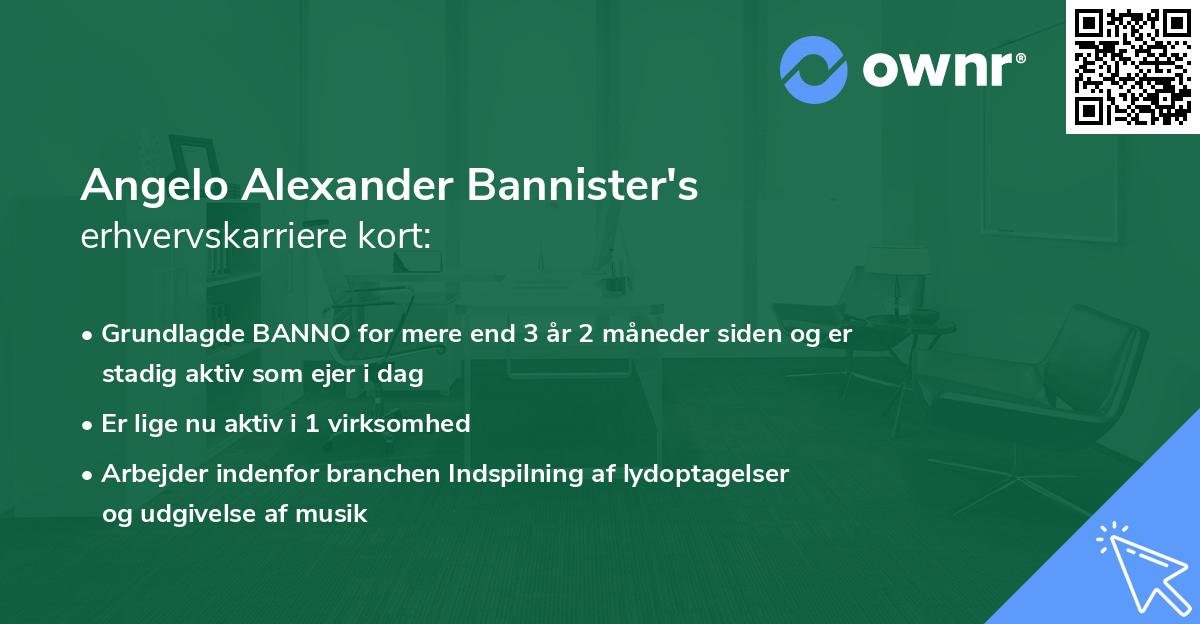 Angelo Alexander Bannister's erhvervskarriere kort