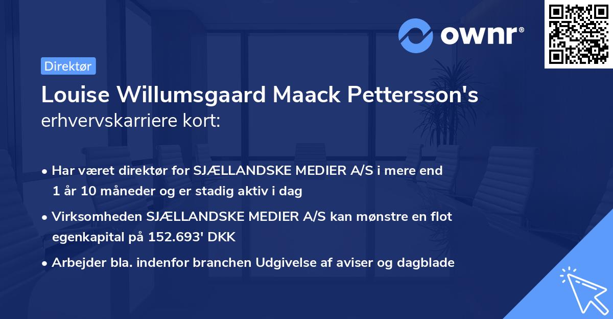 Louise Willumsgaard Maack Pettersson's erhvervskarriere kort