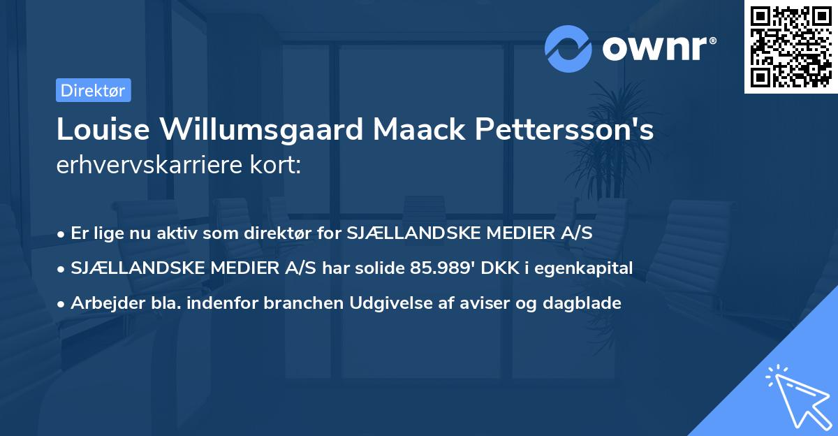 Louise Willumsgaard Maack Pettersson's erhvervskarriere kort