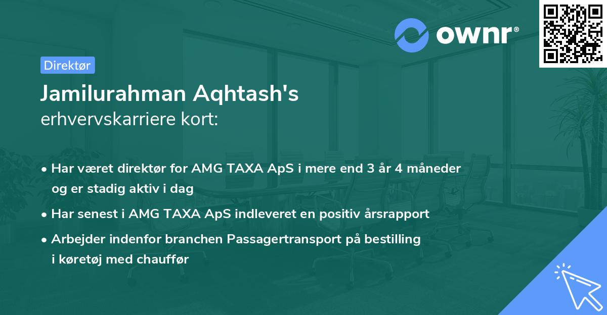 Jamilurahman Aqhtash's erhvervskarriere kort