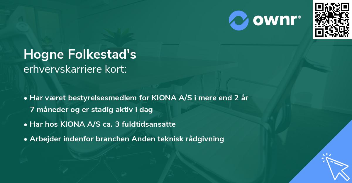 Hogne Folkestad's erhvervskarriere kort