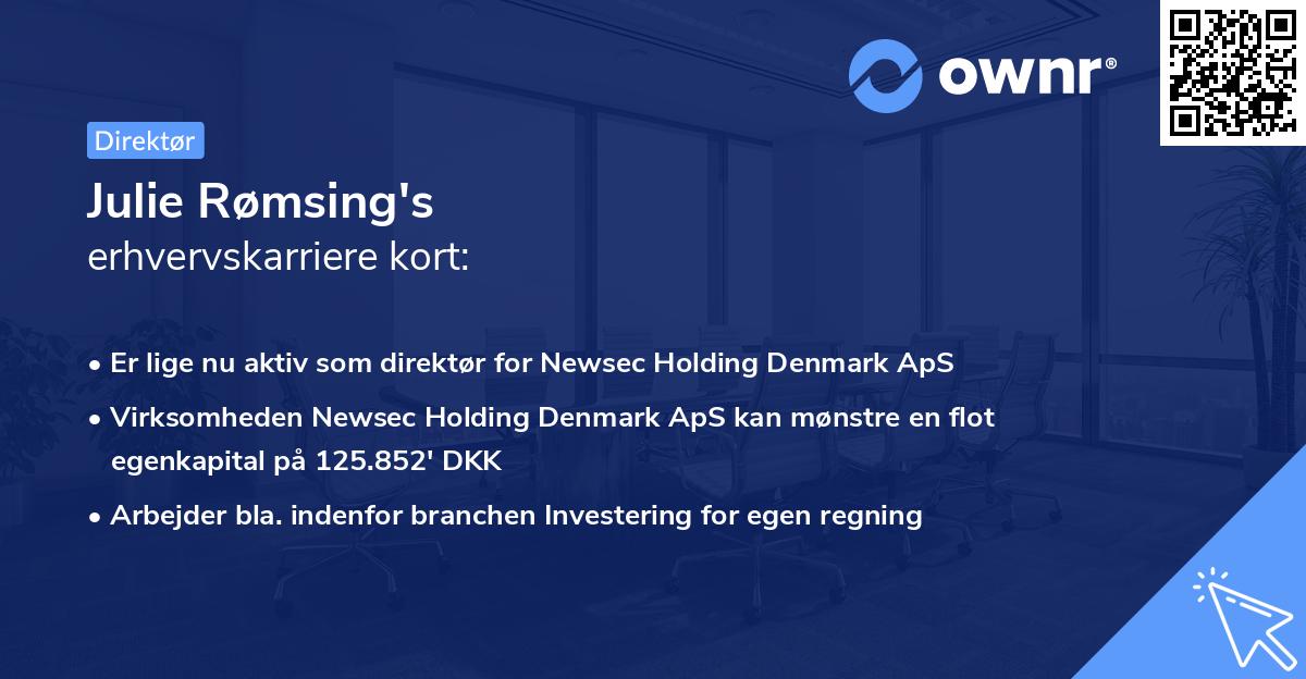 Julie Rømsing's erhvervskarriere kort