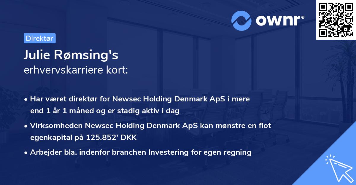 Julie Rømsing's erhvervskarriere kort