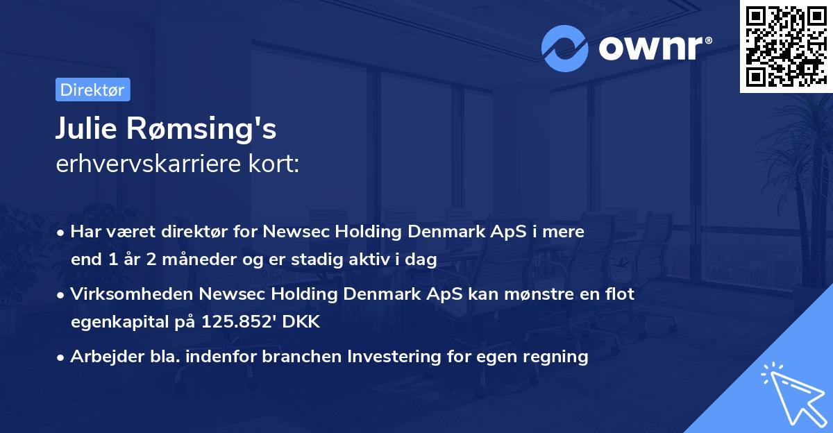 Julie Rømsing's erhvervskarriere kort