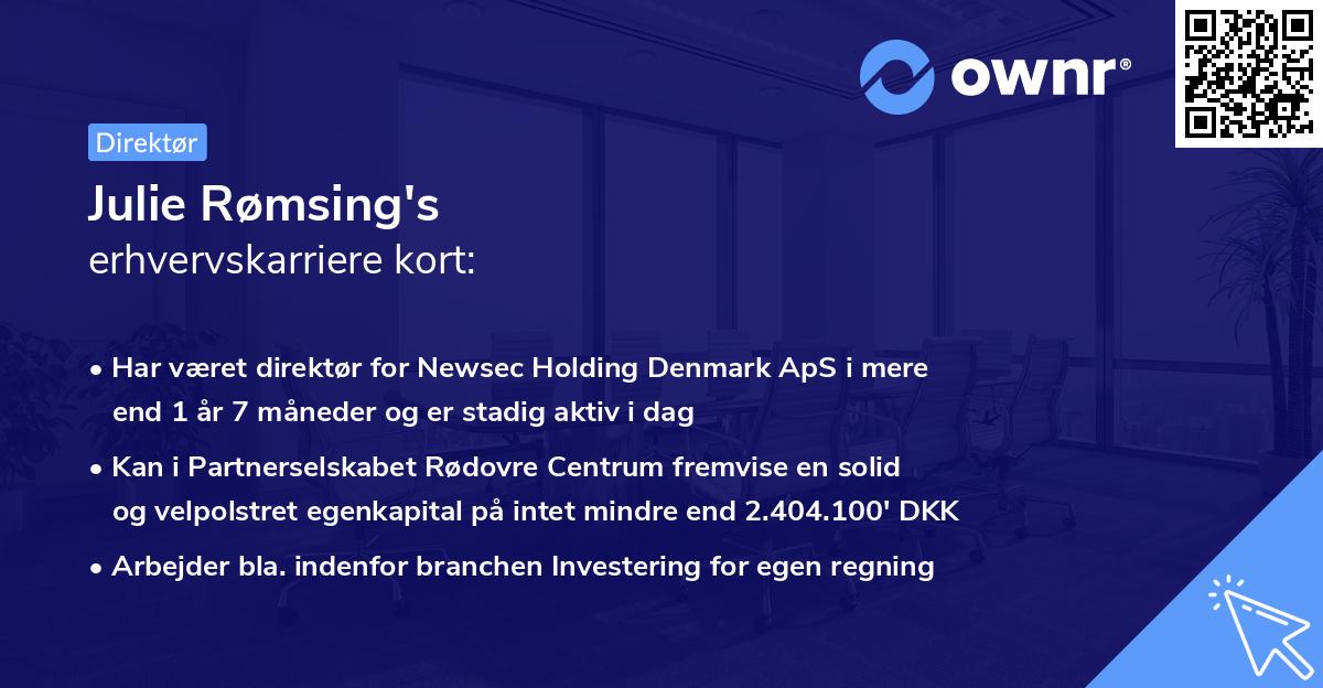Julie Rømsing's erhvervskarriere kort
