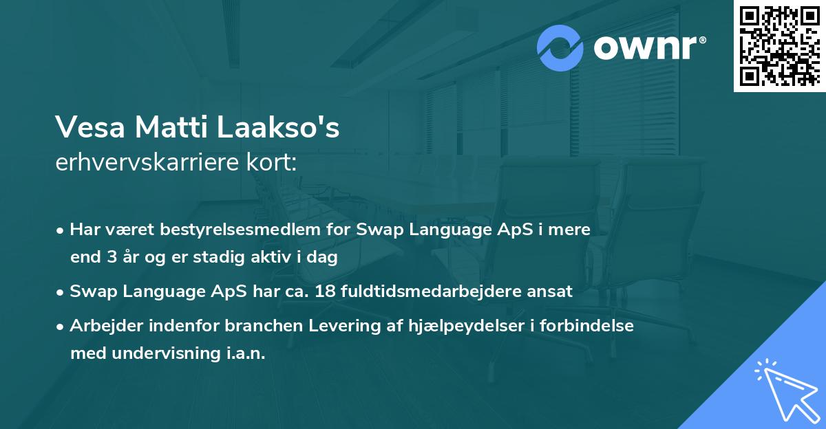 Vesa Matti Laakso's erhvervskarriere kort
