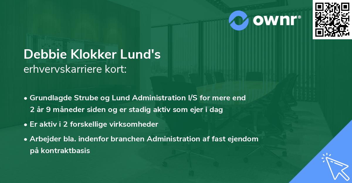 Debbie Klokker Lund's erhvervskarriere kort