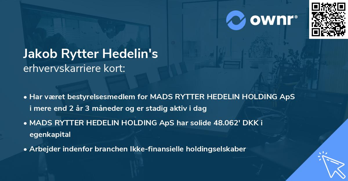Jakob Rytter Hedelin's erhvervskarriere kort