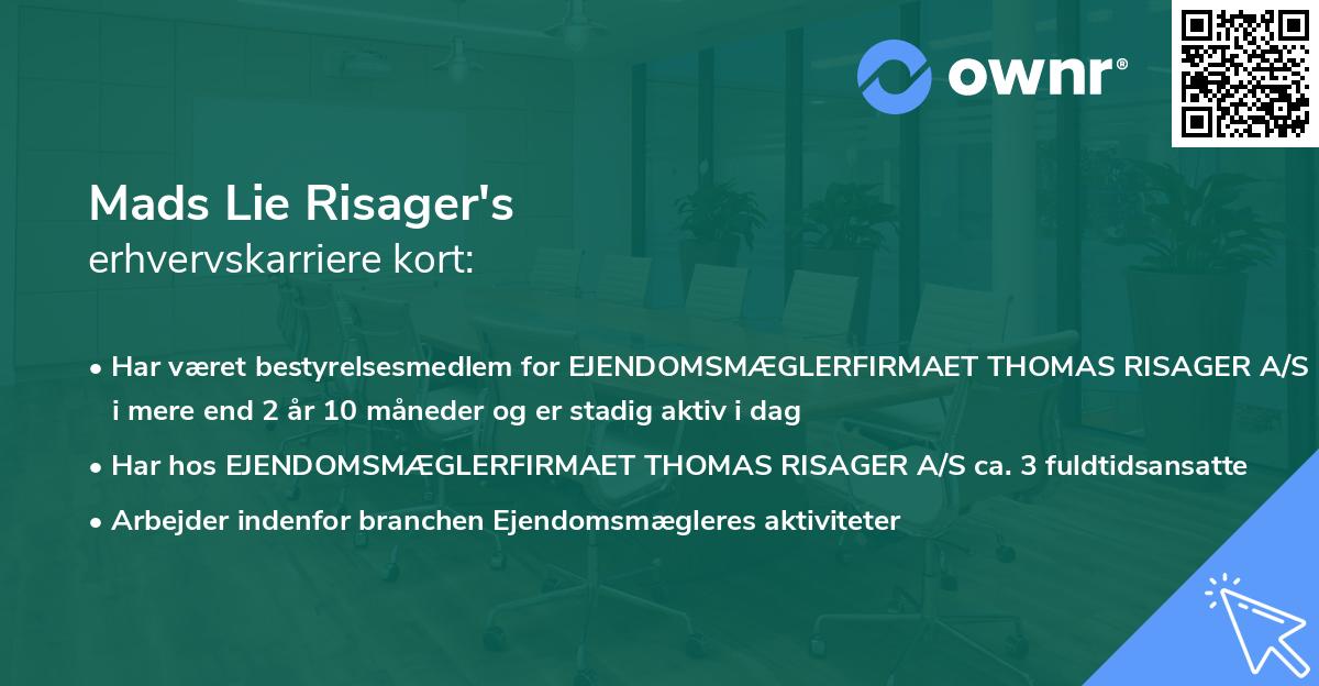 Mads Lie Risager's erhvervskarriere kort