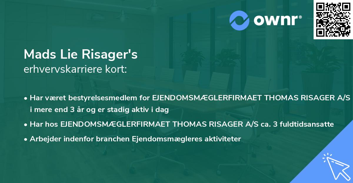 Mads Lie Risager's erhvervskarriere kort
