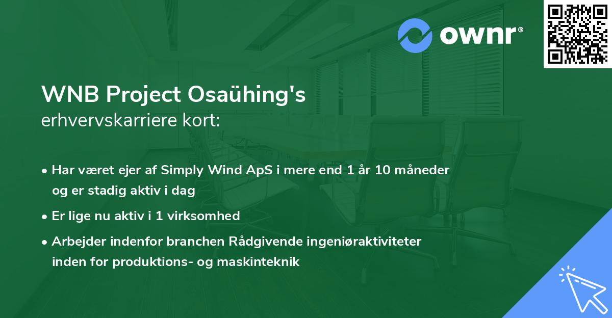 WNB Project Osaühing's erhvervskarriere kort