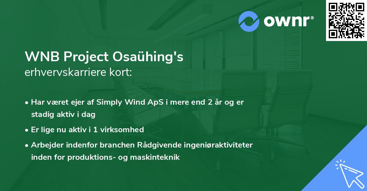 WNB Project Osaühing's erhvervskarriere kort