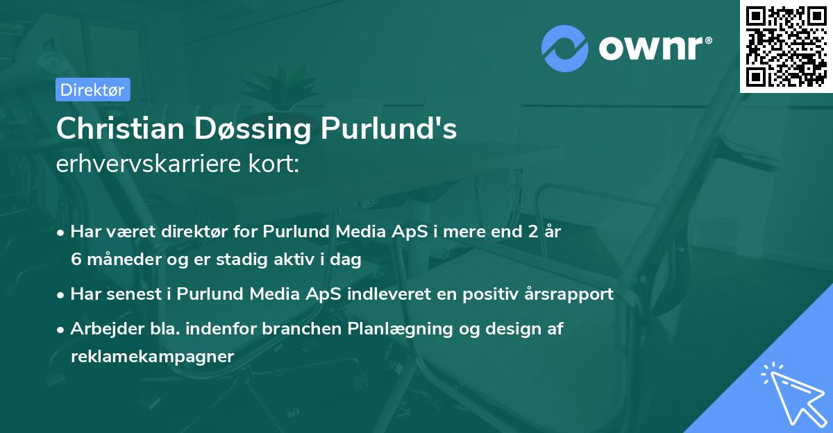 Christian Døssing Purlund's erhvervskarriere kort