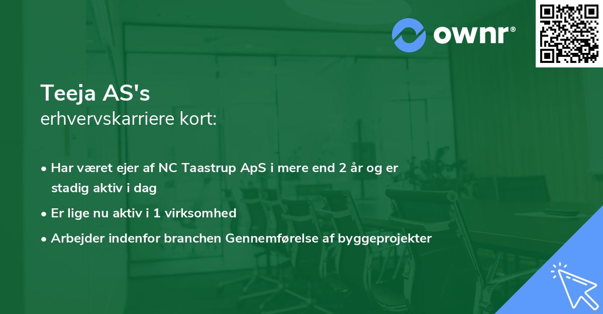 Teeja AS's erhvervskarriere kort