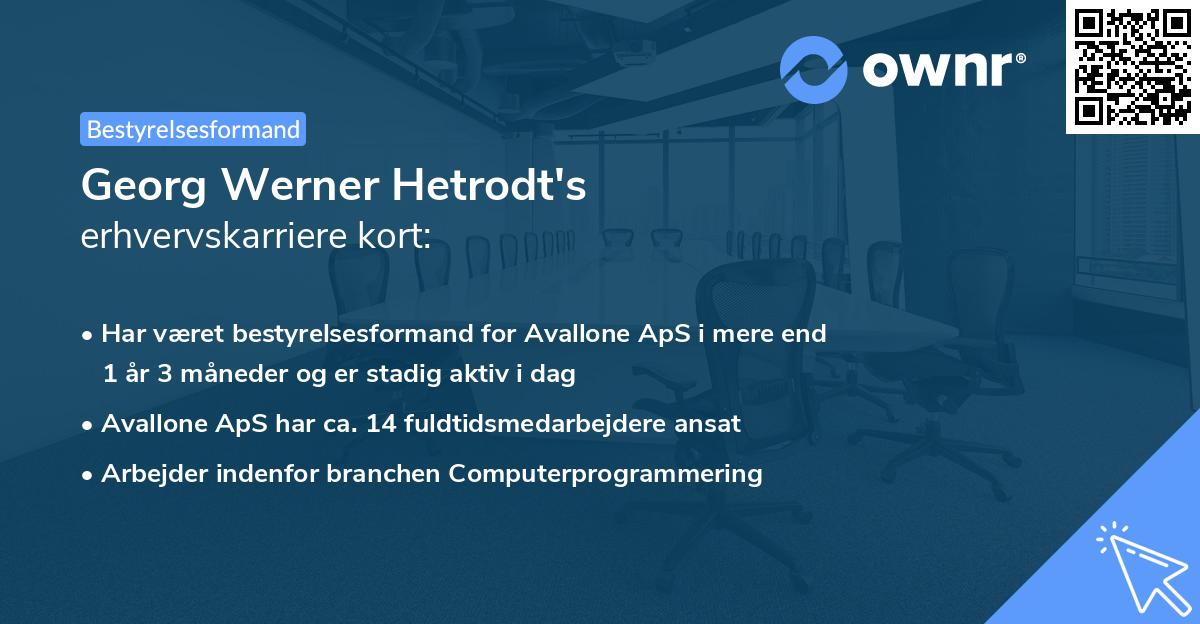 Georg Werner Hetrodt's erhvervskarriere kort