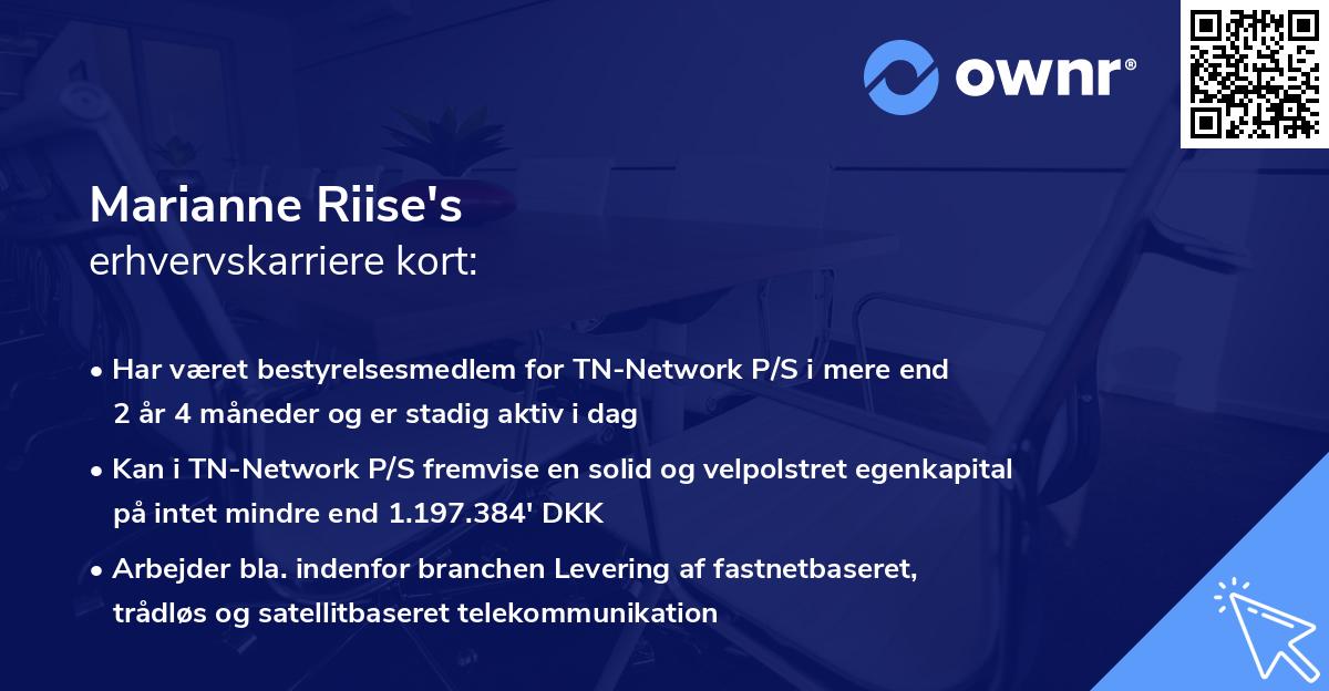 Marianne Riise's erhvervskarriere kort
