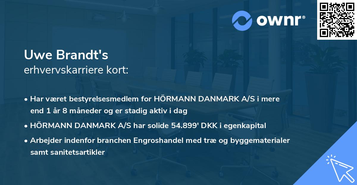 Uwe Brandt's erhvervskarriere kort