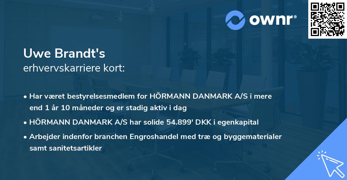 Uwe Brandt's erhvervskarriere kort