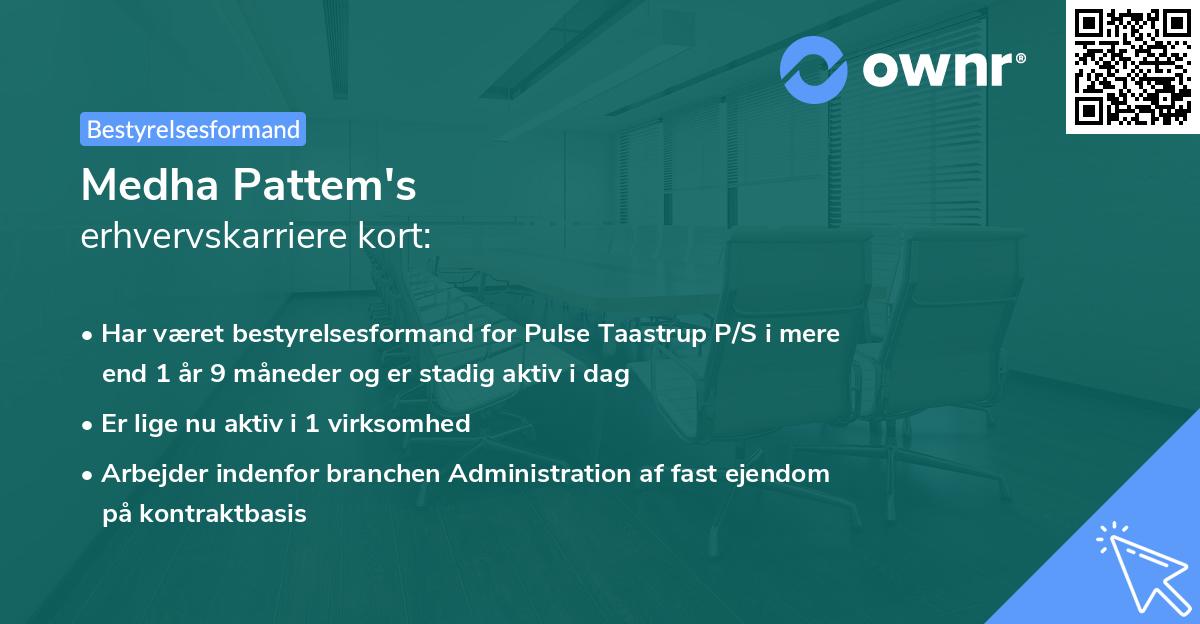 Medha Pattem's erhvervskarriere kort