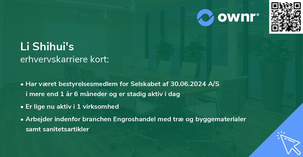 Li Shihui's erhvervskarriere kort